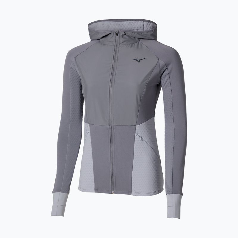Women's Mizuno Active Warm Hybrid Full Zip Hooded quicksilver running jacket 5