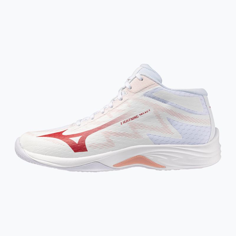 Women's volleyball shoes Mizuno Lightning Select Mid white/rose elegance/lava falls