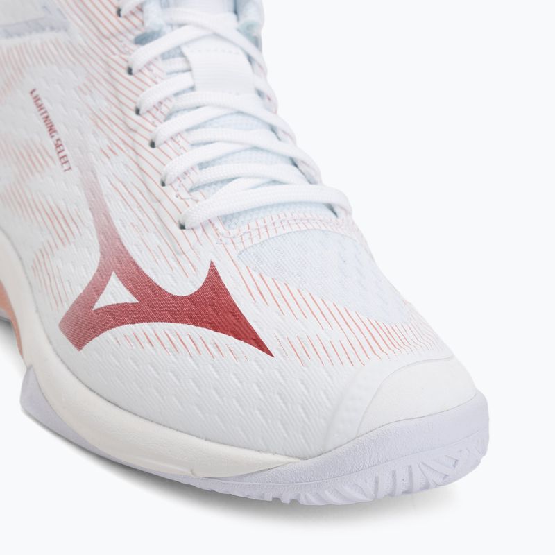 Women's volleyball shoes Mizuno Lightning Select Mid white/rose elegance/lava falls 7