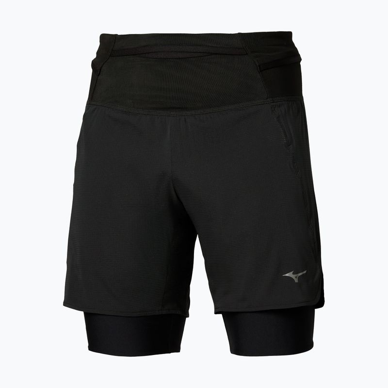 Men's running shorts Mizuno Trail Multipocket 2in1 black