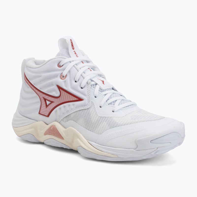 Women's volleyball shoes Mizuno Wave Momentum Elite Mid white/rose elegance/lava falls