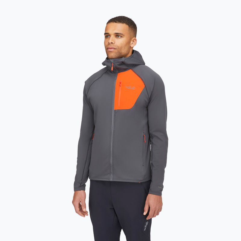 Men's Rab Superflux Hoody graphene/firecracker trekking sweatshirt 2