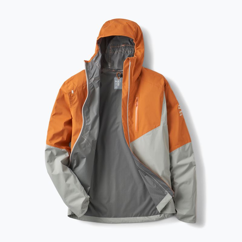 Men's rain jacket Rab Downpour Trail Light dark melba/light zinc 3