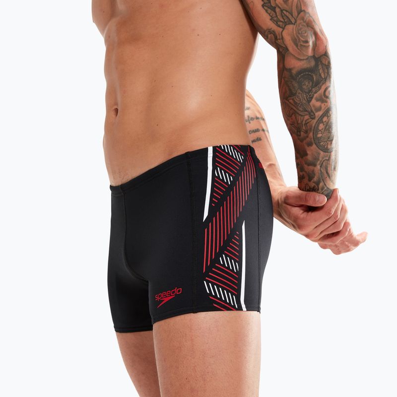 Men's Speedo Tech Panel Aquashort swim boxers black and red 8-00303514539 7