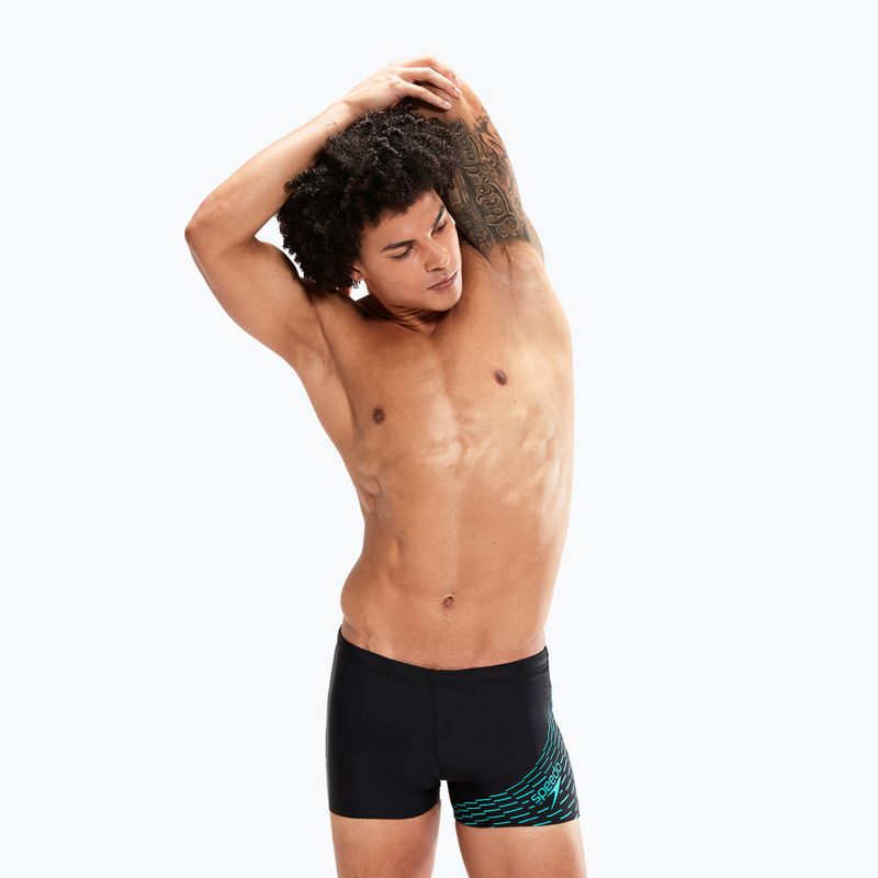 Men's Speedo Medley Logo Aquashort swim boxers black and blue 8-1135406870 5