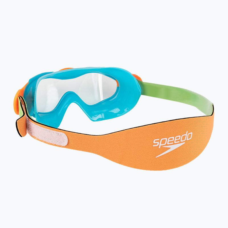 Speedo Sea Squad Children's Swim Mask Jr azure blue/fluo green/fluo orange/clear 4