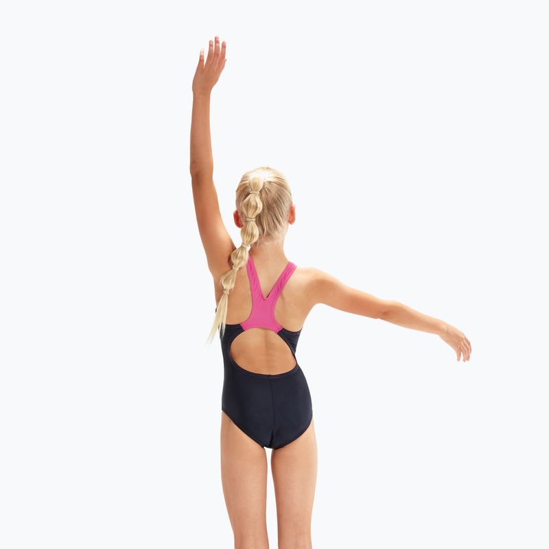 Speedo Digital Placement Splashback children's one-piece swimsuit navy blue and pink 8-00262714741 3