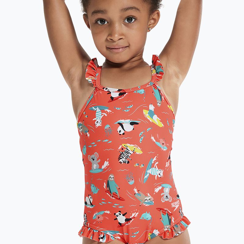 Speedo Digital Frill Thinstrap Children's One-Piece Swimsuit Orange 8-1288115155 4