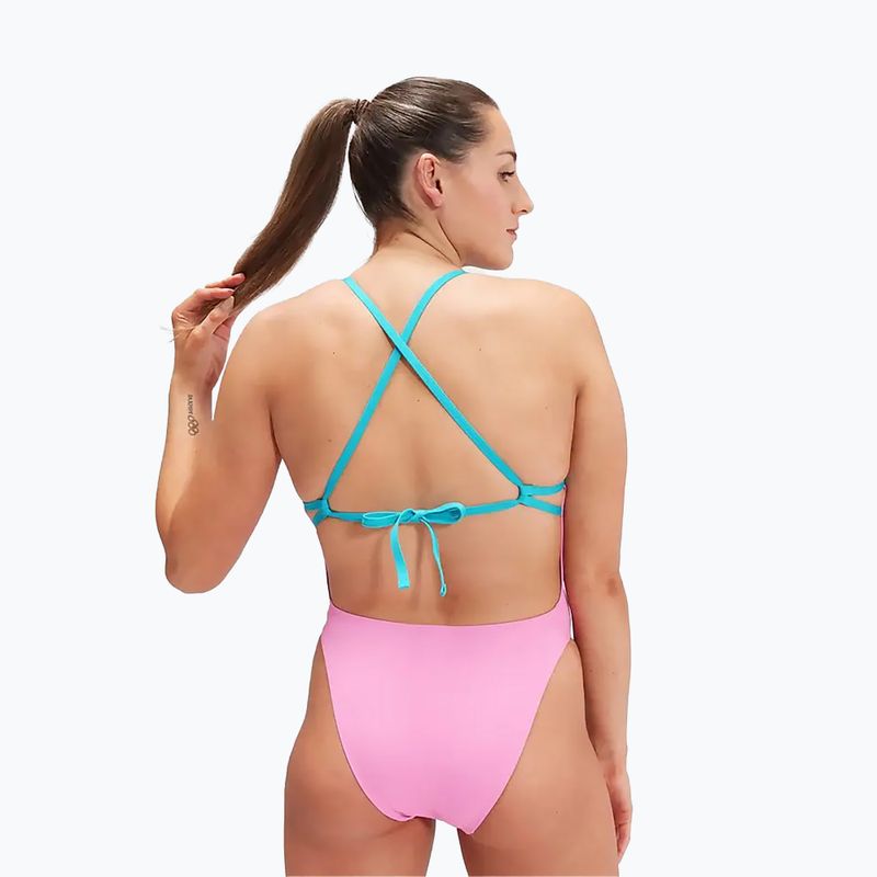 Speedo women's swimsuit Solid Tie Back pink/blue 7