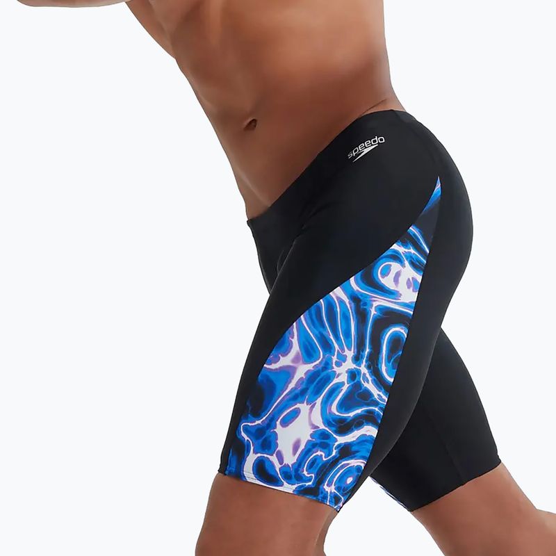 Men's Speedo Allover Digi V-Cut swim trunks black/blue 11