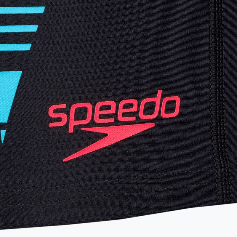 Men's Speedo Tech Print swim shorts black/orange 3