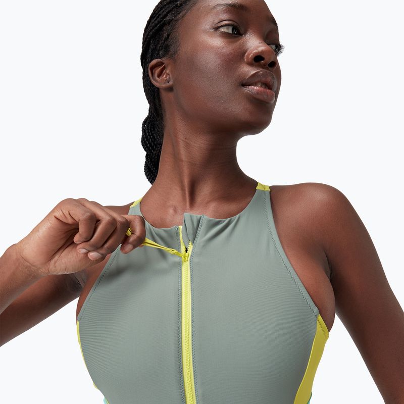 Speedo Zip Colorblock soft olive women's one-piece swimsuit 3
