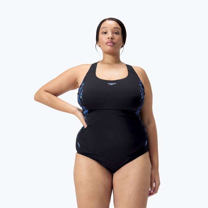 Speedo Placement Medalist+ one-piece swimsuit true navy/true cobalt/curious blue