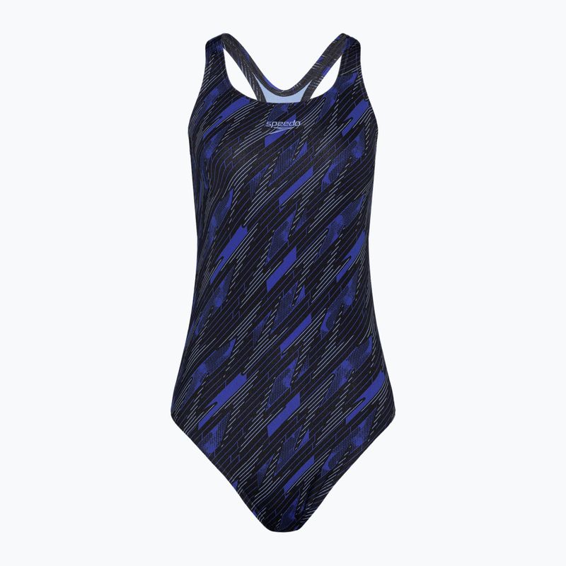 Speedo women's one-piece swimsuit HyperBoom Allover Medalist black/true cobalt/curious blue