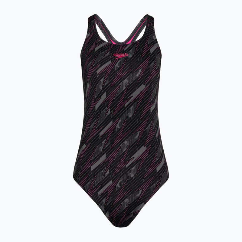 Speedo women's one-piece swimsuit HyperBoom Allover Medalist black/electric pink/usa charcoal