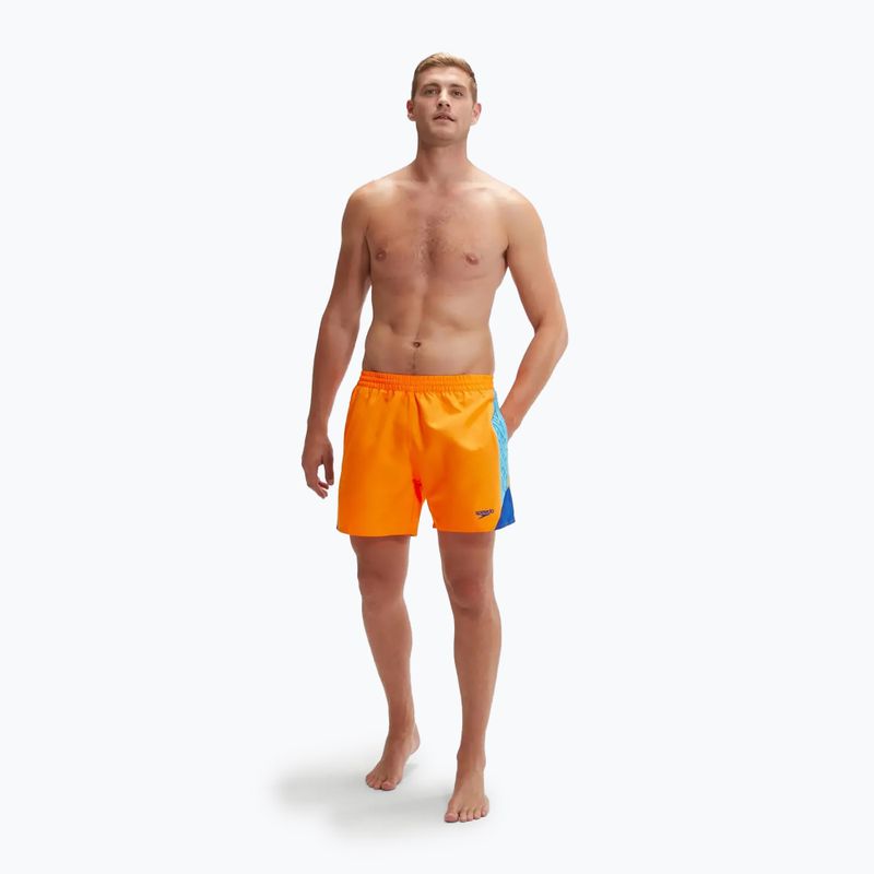 Speedo Hyperboom Splice 16" men's swim shorts mandarin peel/picton blue/true cobalt 5