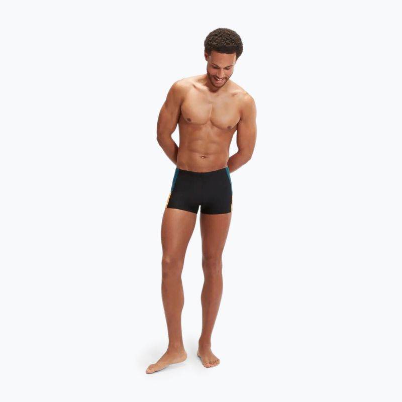 Men's Speedo Dive black/dark teal/mandarin Peel swim boxers 5