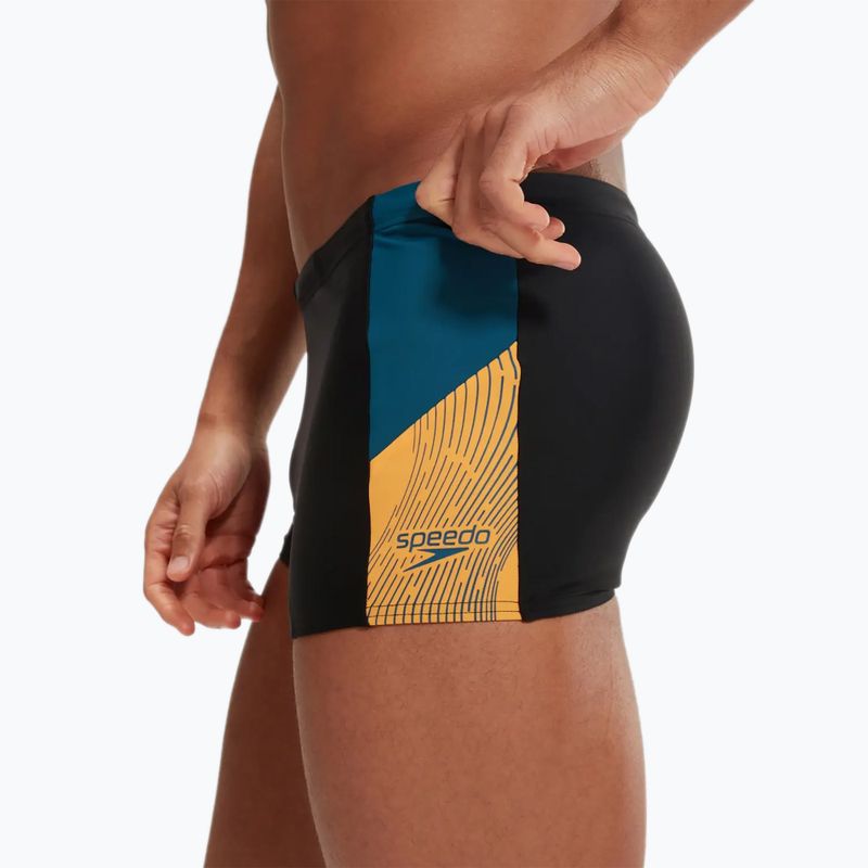 Men's Speedo Dive black/dark teal/mandarin Peel swim boxers 7