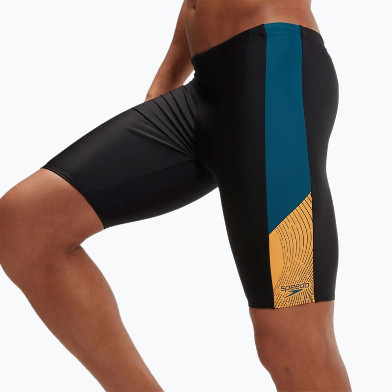 Men's Speedo Dive black/dark teal/mandarin peel swim jammers 6