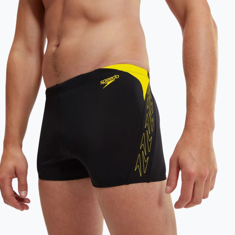 Men's Speedo Hyper Boom Splice black/lemon drizzle swim boxers 6