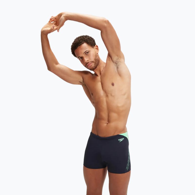 Men's Speedo Hyper Boom Splice swim boxers true navy/herlequin green 5