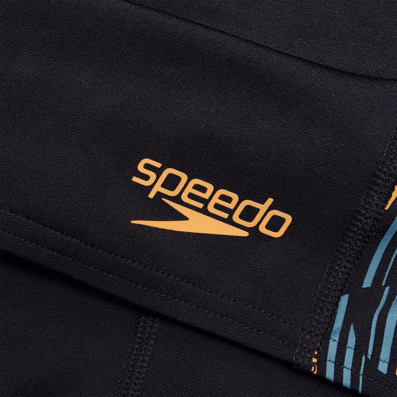 Men's Speedo Tech Panel black/mandarin peel/dark teal swim boxers 3