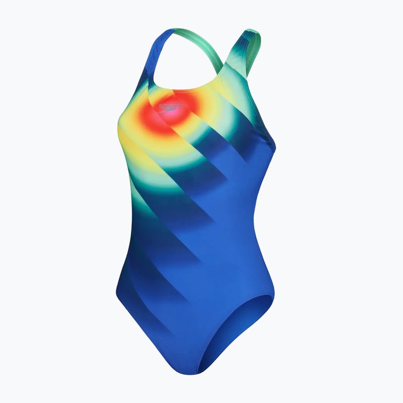 Speedo Placement Digital Powerback women's one-piece swimsuit true cobalt/harlequin green 2