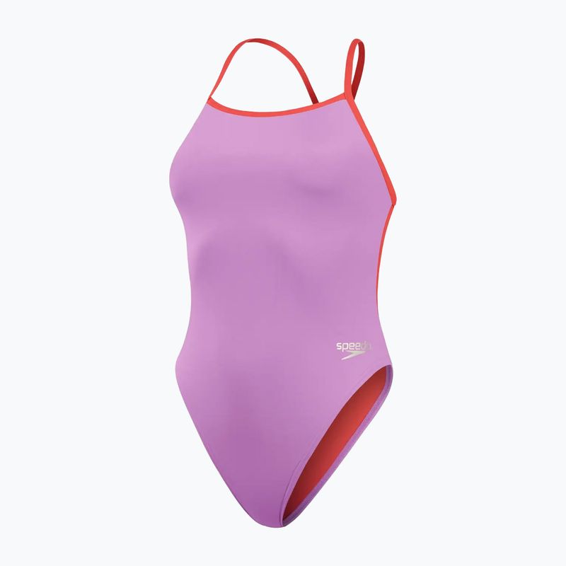 Speedo Solid Tie Back women's one-piece swimsuit sweet purple/watermelon 2