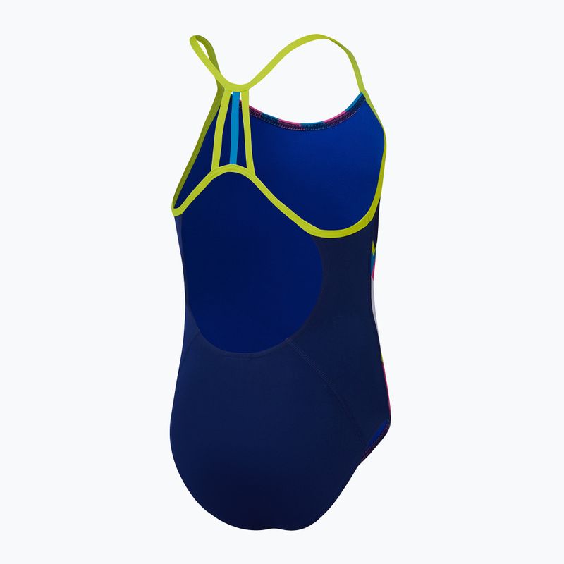 Speedo Placement Lane Line Back cerulean blue/flare pink/bitter lime/bolt children's one-piece swimsuit 3