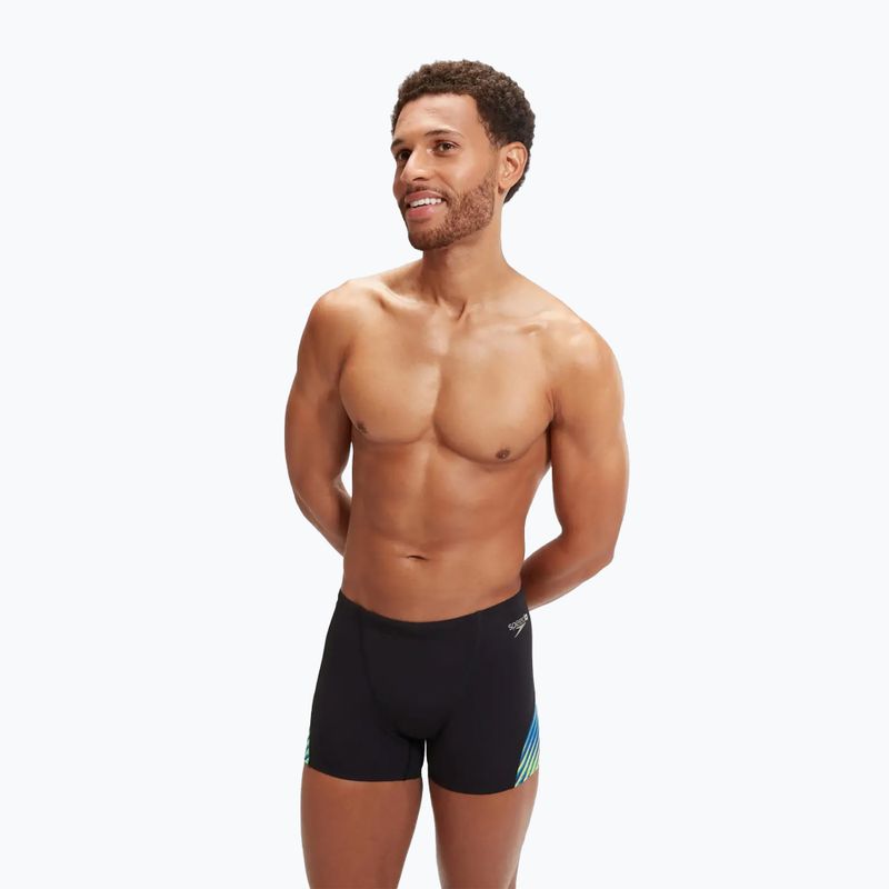 Men's Speedo Allover Digital V-Cut Aquashort swim boxers black/true cobalt 5