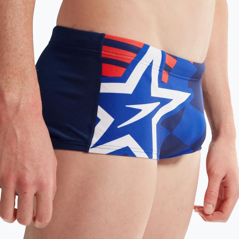 Men's Speedo Placement Digital Brief cerulean blue/true cobalt/watermelon/white swim shorts 8