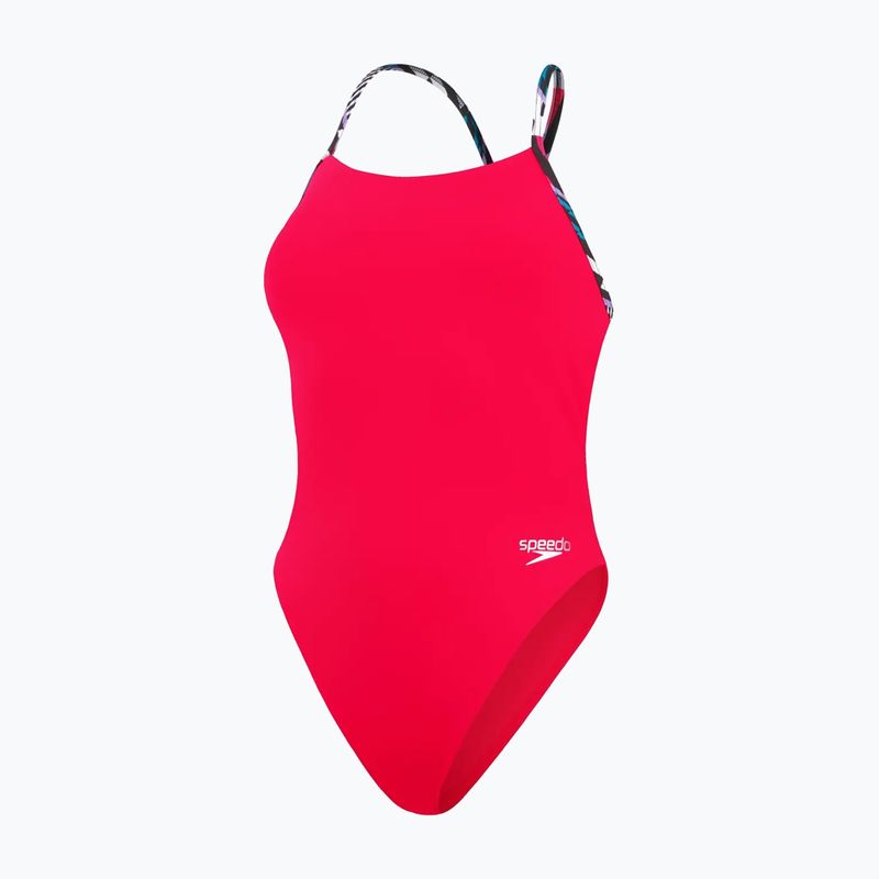 Speedo Solid Lattice Tie-Back women's one-piece swimsuit red/blue 2