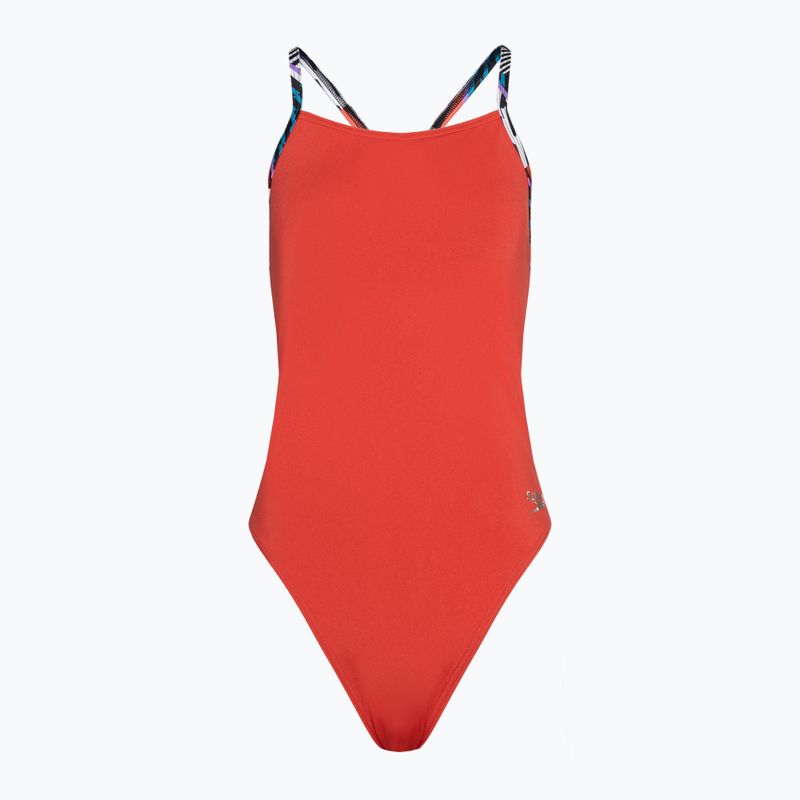 Speedo Solid Lattice Tie-Back women's one-piece swimsuit red/blue