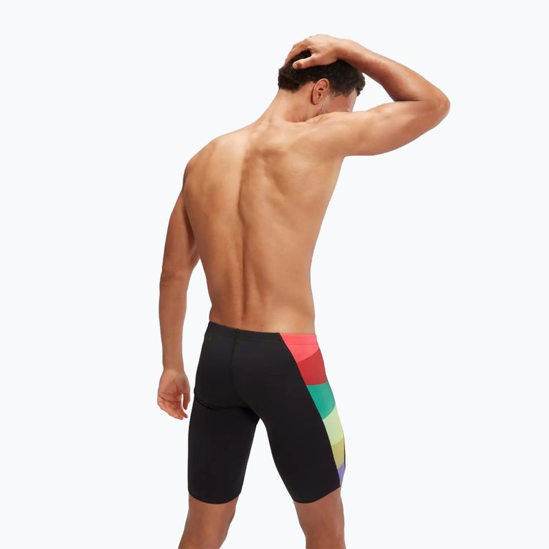 Men's Speedo Placement Digital V-Cut swim trunks black/sweet purple/harlequin green/watermelon 6