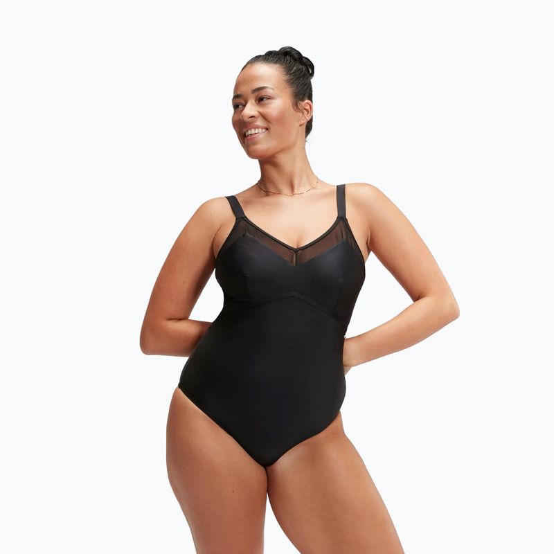 Speedo Shaping Mesh Detail One Piece Swimsuit Black