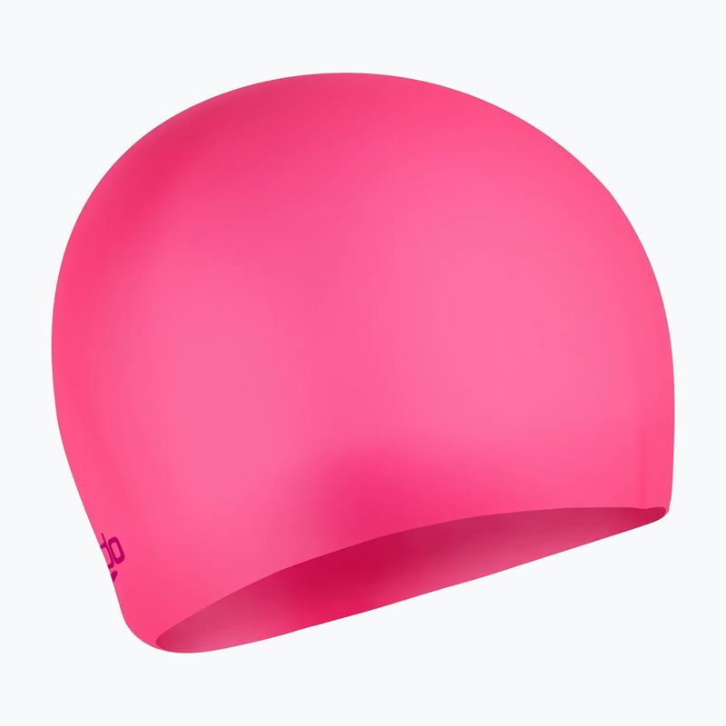 Speedo Plain Moulded Silicone Junior flare pink/wineberry swimming cap