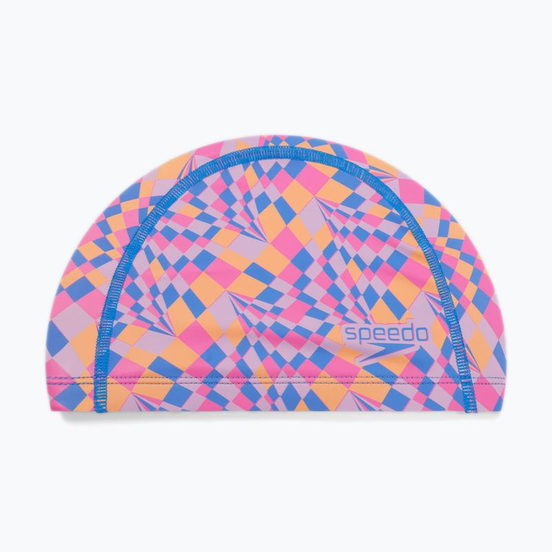 Speedo Printed Pace children's swimming cap peony pink/nectarine/kiki pink