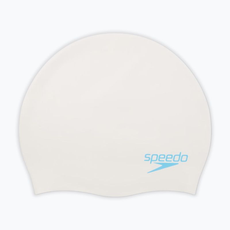 Speedo Plain Moulded Silicone children's swimming cap white/aqua splash