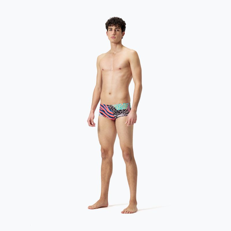 Speedo men's 13.5cm Allover Training Club Brief swimming boxers black/matcha green/siren red 2
