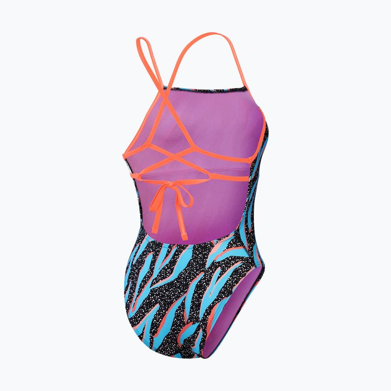 Speedo Allover Digital Lattice Tie-Back one-piece swimsuit black/picton blue/siren red 2