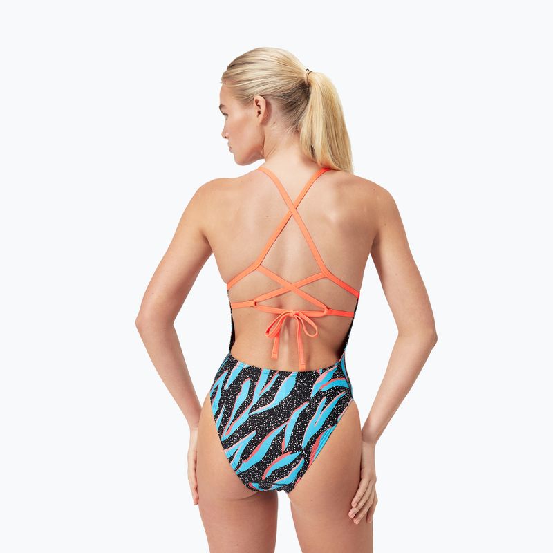 Speedo Allover Digital Lattice Tie-Back one-piece swimsuit black/picton blue/siren red 5