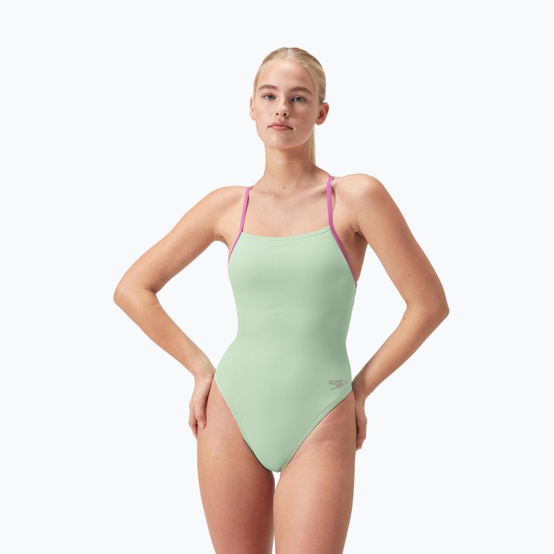 Speedo Solid Lattice Tie-Back one-piece swimsuit matcha green 6