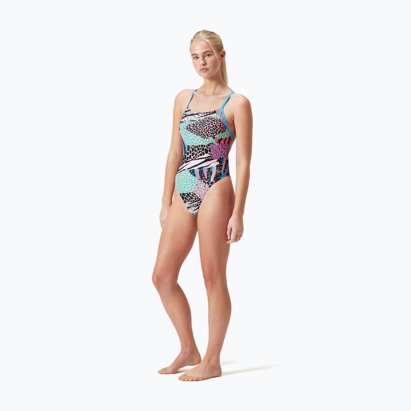 Speedo Allover Digital Tie Back one-piece swimsuit black/matcha green/siren red 4