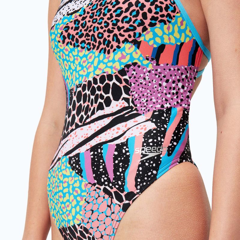 Speedo Allover Digital Tie Back one-piece swimsuit black/matcha green/siren red 7