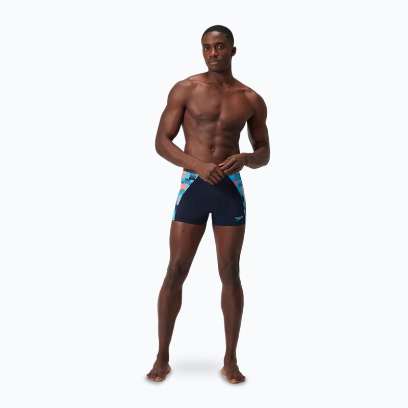 Speedo Endurance+ MAX Splice Aquashort men's swimming boxers true navy/picton blue/siren red 7