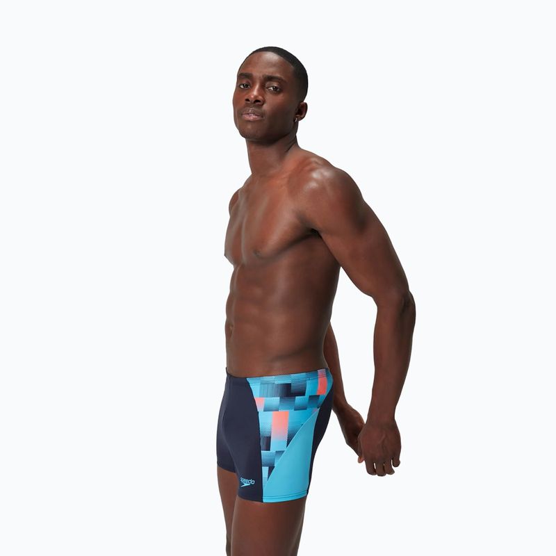 Speedo Endurance+ MAX Splice Aquashort men's swimming boxers true navy/picton blue/siren red 9