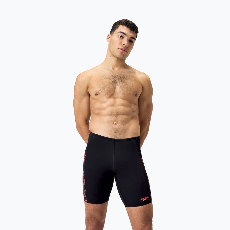 Speedo Tech Panel Men's Swim Jammer black/siren red/usa charcoal