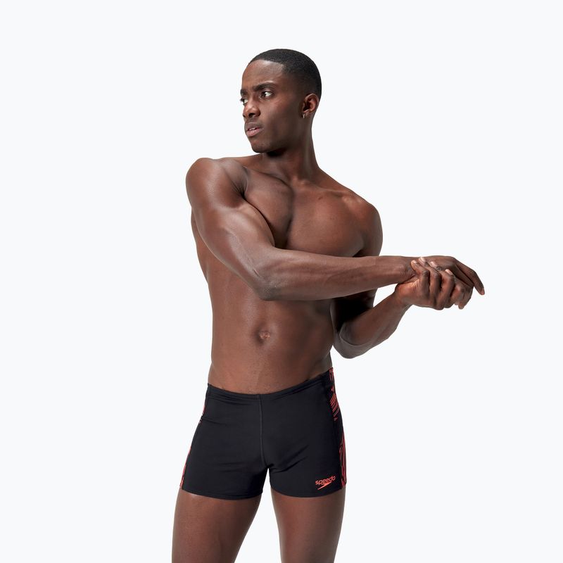 Speedo Tech Panel Aquashort men's swimming boxers black/siren red/usa charcoal