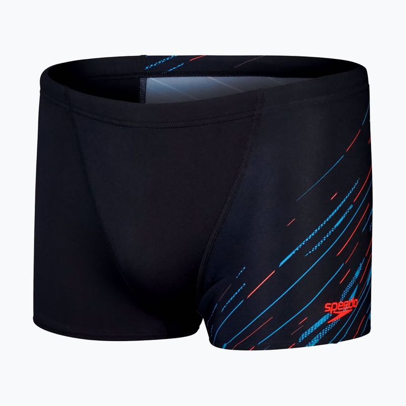 Speedo men's HyperBoom V-Cut Aquashort swimming boxers black/picton blue/siren red