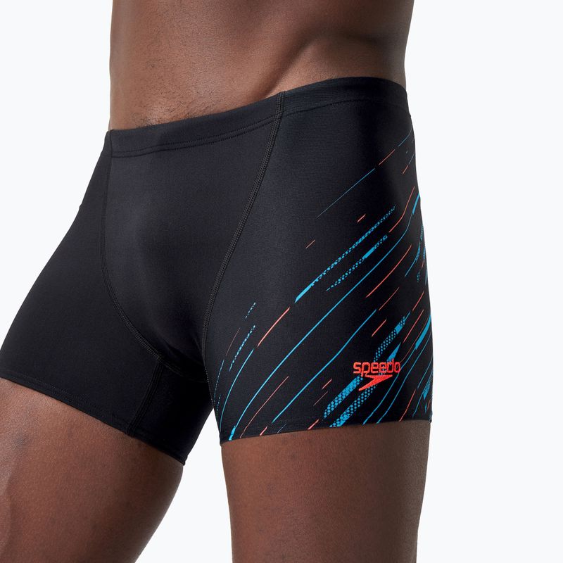 Speedo men's HyperBoom V-Cut Aquashort swimming boxers black/picton blue/siren red 9